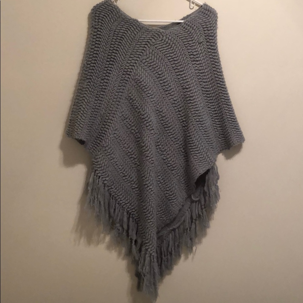 Grey knit poncho
